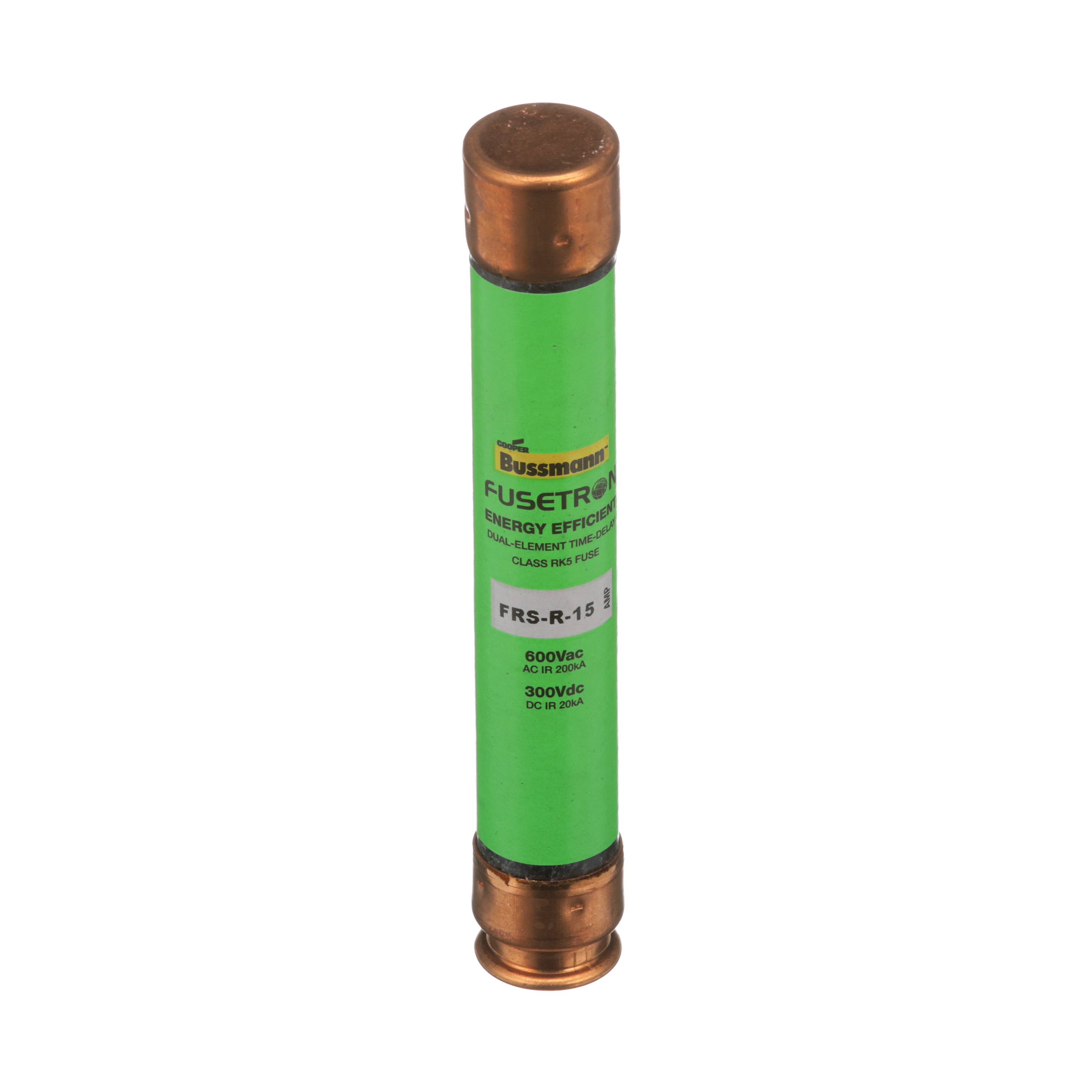 Bussmann FRS-R-15 Fusetron Time-Delay Fuse, Class RK5 Dual-Element, 15 Amp, 600V (Pack Of 10)